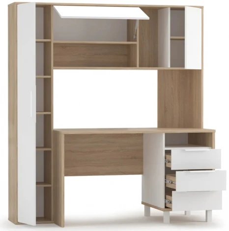 Письменный стол Woodville Комфорт 12.95 дуб сонома / белый PE шагрень 415713