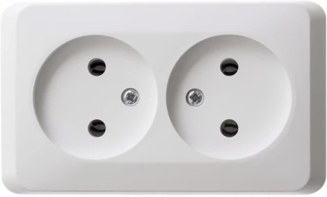 Розетка накладная двойная без заземления (белый) Systeme Electric Этюд PA16-005B