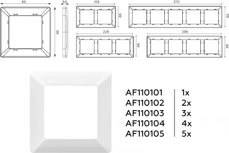 Рамка Ambrella Volt ALFA Line (Белый глянец) 5-ая AF110105
