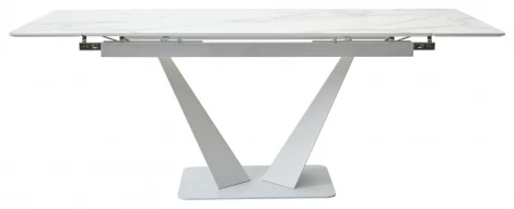 Стол Ниагара 140 БЕЛЫЙ МРАМОР, стекло / БЕЛЫЙ,