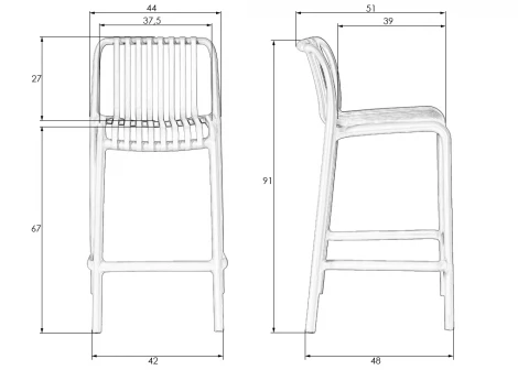 Стул полубарный CHLOE (черный)