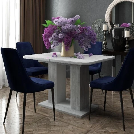 Стол обеденный Toscana (120+40) бетонный камень/белый бриллиант Top Concept 12865