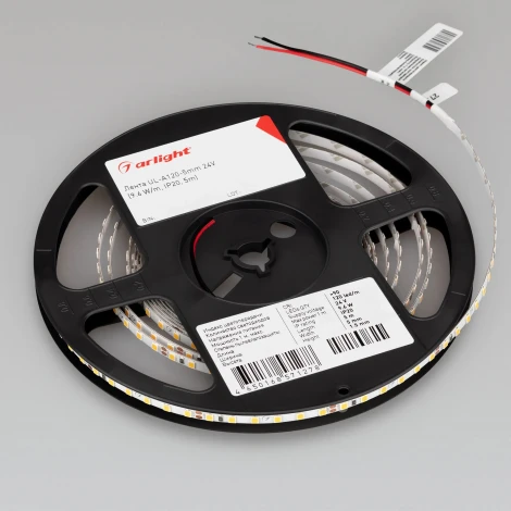 Светодиодная лента UL-A120-5mm 24V Day5000 (9.6 W/m, IP20, 5m) (Arlight, 7 лет) 044059