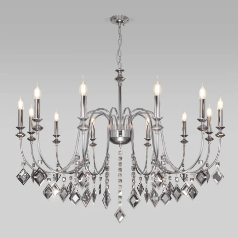 Подвесная люстра Eurosvet Telao 10110/12 хром/дымчатый хрусталь Strotskis