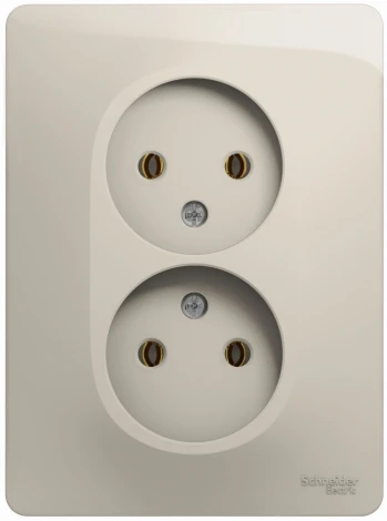 Розетка встраиваемая двойная без заземления (молочный) Systeme Electric Glossa GSL000920