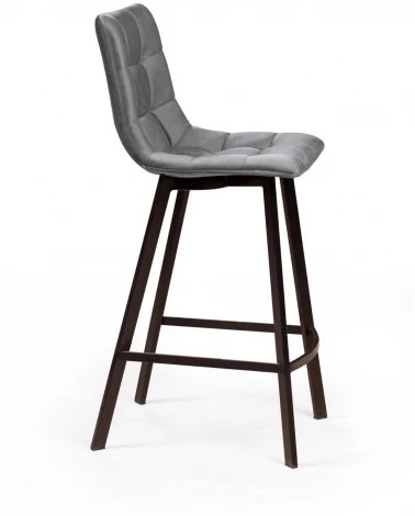 Стул полубарный UNO, бархат светло-серый 26/ чёрный профиль Top Concept UNO 74929