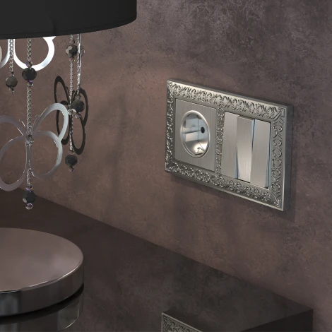 Розетка с заземлением (cеребряный рифленый) Werkel W1171009 (a051368)