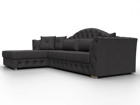 Диван угловой Артис левый угол (Брус,Рейка,Замша/Коричневый) Лига Диванов 128040L