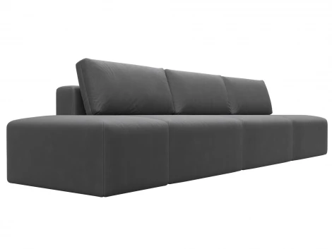 Диван прямой модульный с пуфом Лига-060 НПБ Лонг (ЛДСП,Брус,Фанера/Пластик/Замша/Серый) Лига Диванов 129486