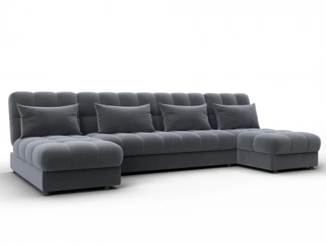 Диван П-образный Лига-116 НПБ (ДСП,ЛДСП,Велюр/Серый) Лига Диванов 137329