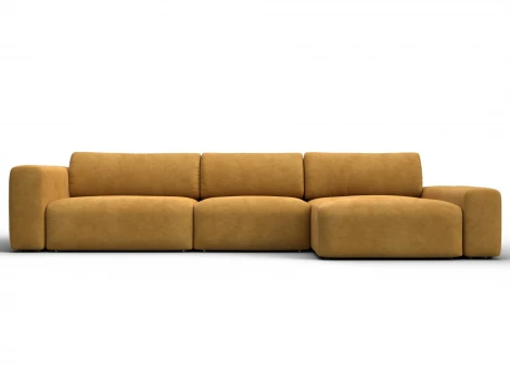 Диван угловой Лига-066 НПБ Лонг угол правый (ЛДСП,Фанера,Брус,Велюр/Желтый) Лига Диванов 131216