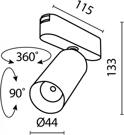 Трековый светильник Focus Led Radity 3000K 12Вт 36° (магнитный) Maytoni Technical TR103-1-12W3K-M-B (48V)