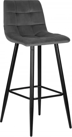 Стул барный Dobrin NICOLE (черные матовые ножки, темно-серый велюр (108-91))