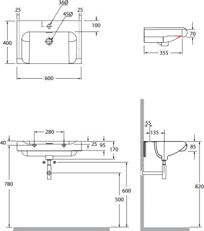 Раковина Kerasan Inka 3411 60 см