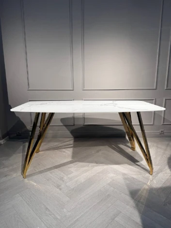Стол обеденный IST-CASA Соар-2 F-1690,160х90х76 см, бело-серая керамика/золото