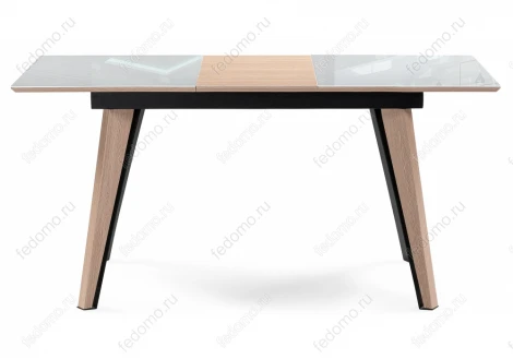 Стеклянный стол Джофри белый / венге светлый