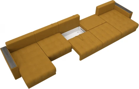 Диван П-образный с декором Лига-049 НПБ Мегалонг Лига Диванов (Велюр) арт.128529