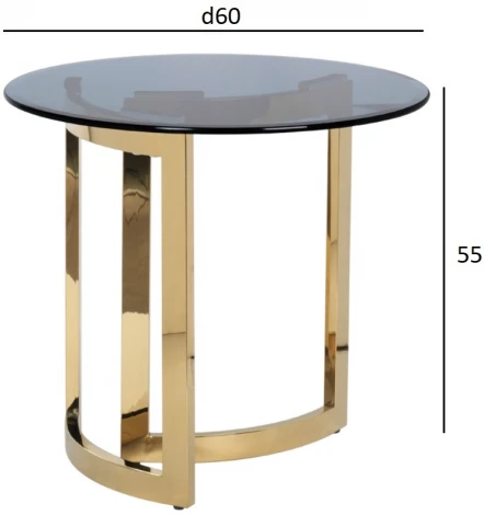 Стол журнальный темн.стекло/золото d60*55см Garda Decor арт.47ED-ET062GOLD