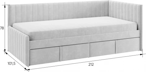 Кровать с ящиками Твикс (Тахта) 90х200 см Mebelson (ДСП,Велюр/Латте) арт.171564,2763