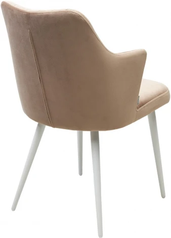 Стул M-City HERMAN БЕЖЕВЫЙ #5, велюр / белый каркас