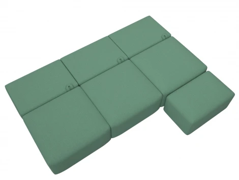 Диван прямой модульный с пуфом Лига-060 НПБ Лонг (ЛДСП,Брус,Фанера/Пластик/Рогожка/Зеленый) Лига Диванов 129712