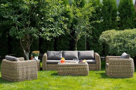 "Кальяри" диван из искусственного ротанга (гиацинт) трехместный, цвет соломенный 4SIS арт.УТ-00001980