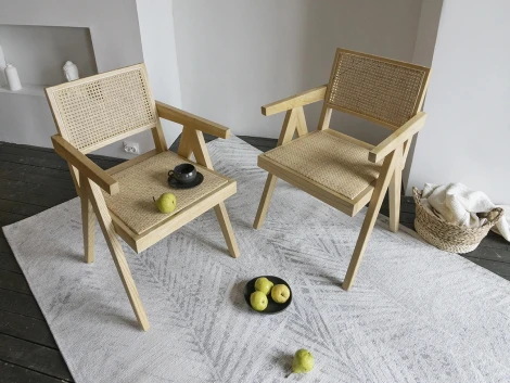 Комплект стульев Baltimore 2 шт. ОГОГО Обстановочка! 966325 (Массив,Дерево,Ротанг/Бежевый,Черный)