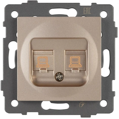 Механизм компьютерной розетки двойной SCT-MPC2-PL-GD-V (RJ-45, CAT6) (Arlight) 049850