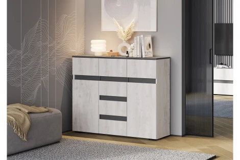 Комод БТС комбинированный Мрия КМ-15, Бетон пайн светлый, графит