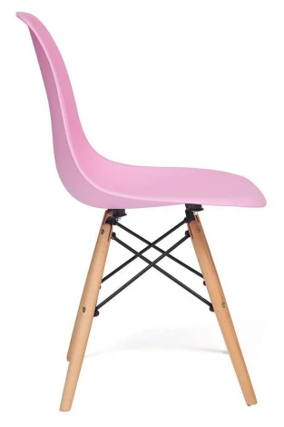Стул CINDY (EAMES) (mod. 001) светло-розовый/light pink (дерево береза/металл/сиденье пластик)