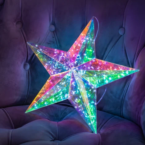 Светильник декоративный «Звезда», на батарейках 3AA (не в/к). 100 светодиодов, цвет корпуса радужный Uniel ULD-R505 3АА STAR