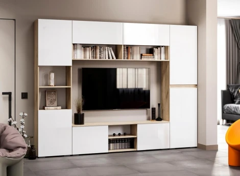 Стеллаж Алетра ПО-500 (Алетра ПО-500 дуб крафт серый / глянец белый) Woodville арт.580874