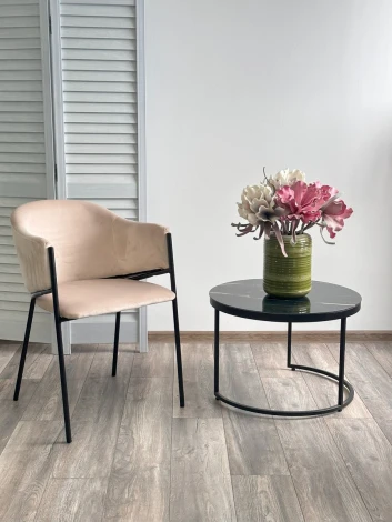 Стул M-City ДИЛЛ, цвет H-06 Бежевый, велюр / черный каркас