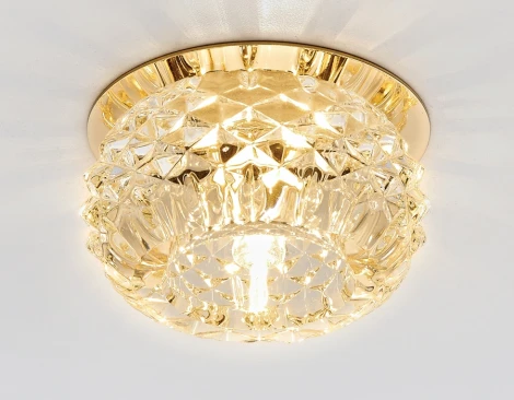 Встраиваемый точечный светильник Ambrella Кристальный дизайн D7323 CL/G