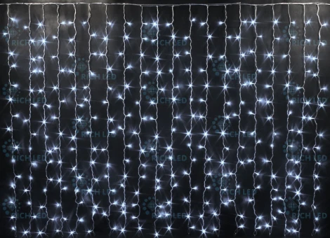 Гирлянда светодиодная Занавес белая 220B, 200 LED, провод белый, IP65 RL-CS2*1-CW/W Rich LED