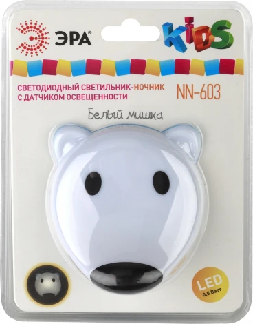 Ночник светодиодный с датчиком освещенности ЭРА NN-603-LS-W