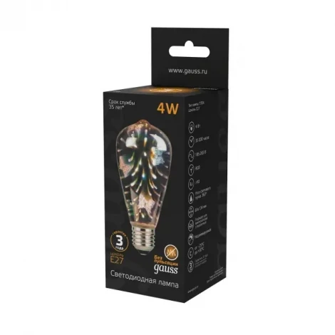 Лампочка светодиодная груша прозрачная колба E27 4 Вт Gauss 3D-Butterfly 147802404