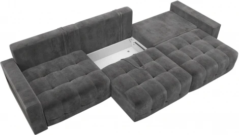 Диван прямой с полками Лига-053 НПБ Лонг Лига Диванов (Велюр) арт.128925