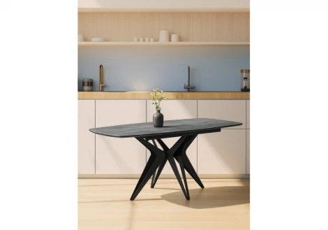 Керамический стол Риполь 160(205)х89 larka grey / черный 625971