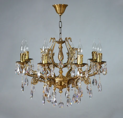 Подвесная люстра Ambiente by Brizzi Ferro 8828/8 AB Tear Drop (220V, хрусталь Asfour, на цепи, подсвечник, свеча)