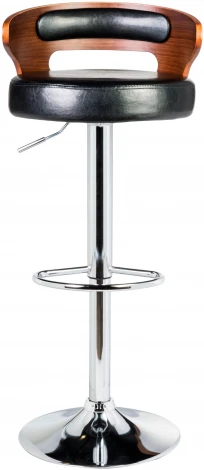 Стул барный DOBRIN FRED (коричневое дерево, чёрный) 1018-LMZ FRED, цвет сиденья черный, каркаса коричневое основания хром