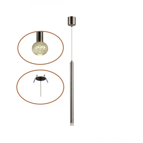 Подвесной светильник светодиодный Odeon Light Fiano 4375/3LA никель/хрусталь. стекло/металл IP20 LED 3W 400Лм 3000K 220V (на проводе, круглые)