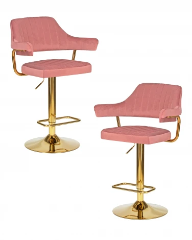 Набор 2 шт стул барный DOBRIN CHARLY GOLD (розовый велюр (MJ9-32))