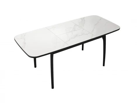 Стол DikLine MK15 Керамика Белый мрамор/подстолье черное/опоры черные арт.00-00079581
