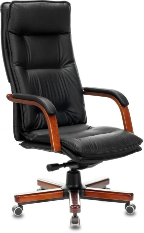 Кресло руководителя Бюрократ T-9927WALNUT черный кожа крестовина металл/дерево
