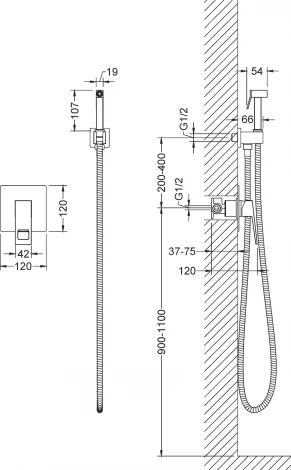 Гигиенический душ Timo Briana 7189/03SM со смесителем, С ВНУТРЕННЕЙ ЧАСТЬЮ, черный