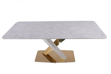 Стол обеденный IST-CASA Интерно Гранд MC3042-200WH, 200х100х75 см, белый мрамор/золото