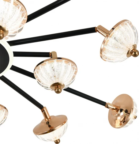 Потолочная люстра светодиодная с таймером Escada Meteor 630/A LED BL 110Вт, с ПДУ, металл/акрил, черный/белый/золото (220V)