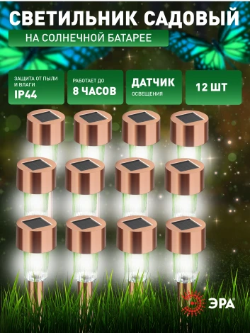Грунтовый светильник на солнечной батарее 12 шт. ЭРА SL-SS30-CPR-M