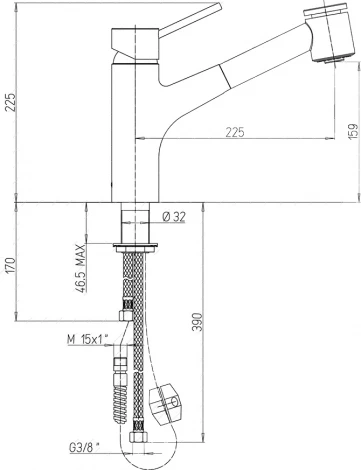 Смеситель Paini Cox 78CR576LMKM для кухонной мойки